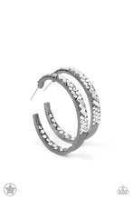 Load image into Gallery viewer, Glitzy By Association Gunmetal Hoop Earrings