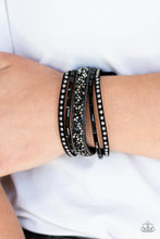 Load image into Gallery viewer, Rhinestone Rocker Black Urban Wrap Bracelet
