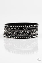 Load image into Gallery viewer, Rhinestone Rocker Black Urban Wrap Bracelet