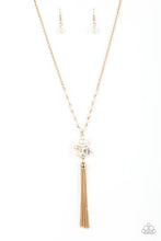 Load image into Gallery viewer, Uniquely Uptown Pearly White Beads & Rhinestones Gold Necklace
