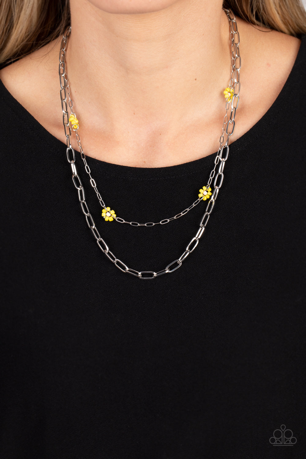 Bold Buds Yellow Necklace
