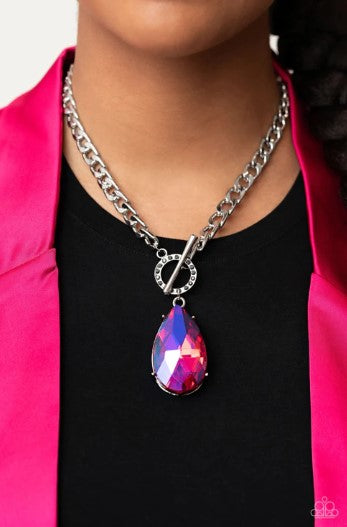 Edgy Exaggeration Pink Necklace