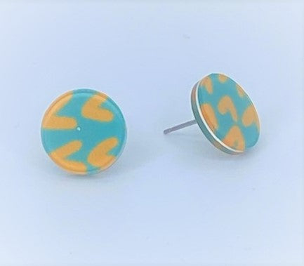 Acrylic Circle Blue Starlet Shimmer Earrings