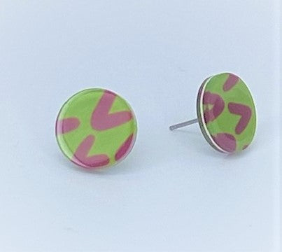 Acrylic Circle Green Starlet Shimmer Earrings