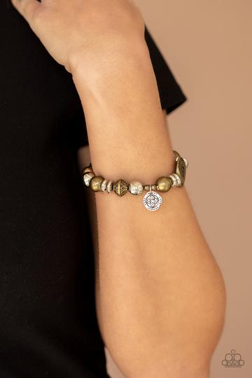 Aesthetic Appeal Brass & Silver Beads Stretch Bracelet