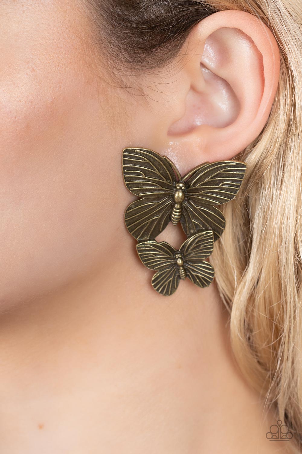 Blushing Butterflies Brass Post Earrings
