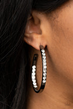 Load image into Gallery viewer, Borderline Brilliance Black Hoop Earrings
