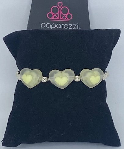 Candy Hearts Yellow Starlet Shimmer Stretch Bracelet