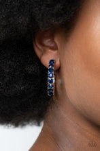 Load image into Gallery viewer, Classy Is In Session Blue Rhinestone Hoop Earrings
