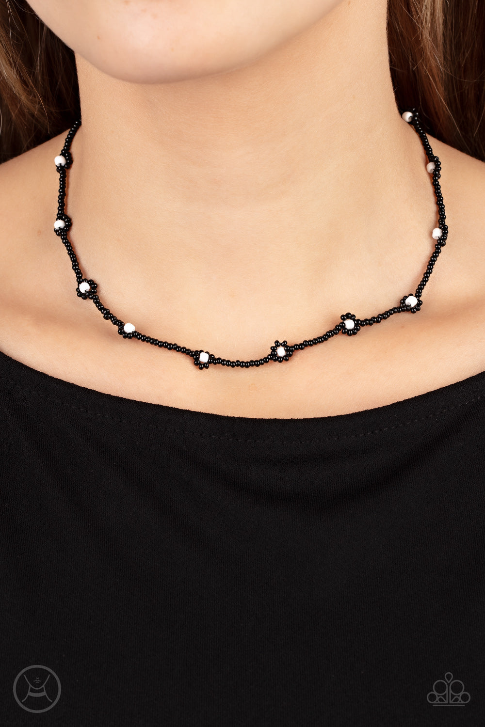 Colorfully Flower Child Black Choker Necklace