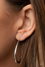 Load image into Gallery viewer, Curve Your Appetite Silver Hoop Earrings
