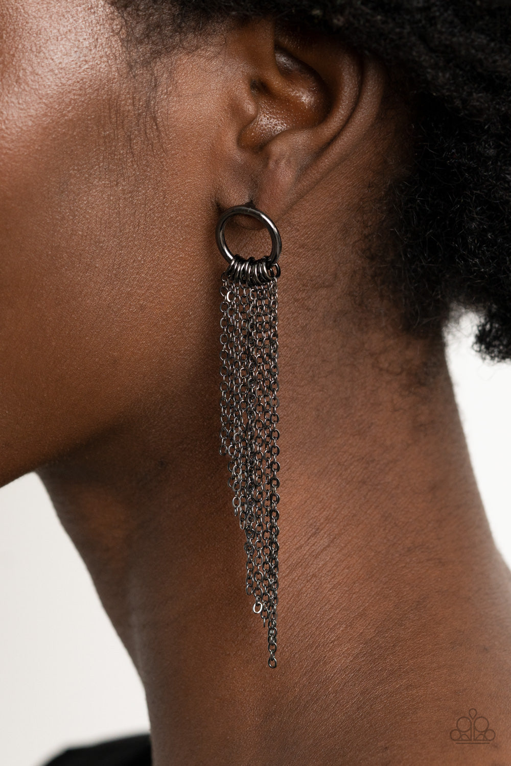 Divinely Dipping Black Post Earrings