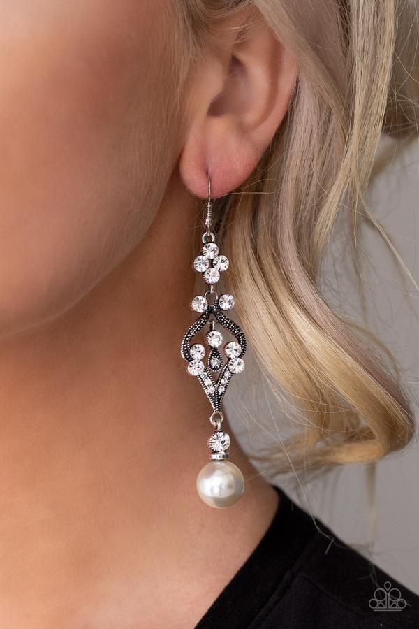 Elegantly Extravagant White Earrings