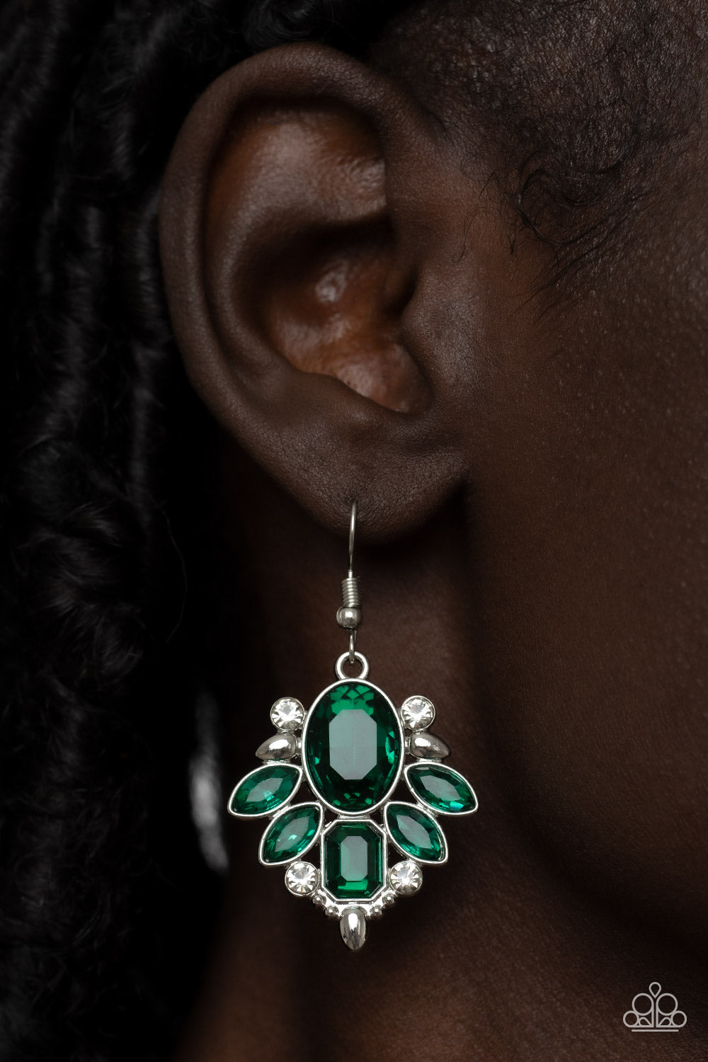 Glitzy Go-Getter Green Earrings