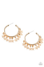 Load image into Gallery viewer, Happy Independence Day Gold Hoop Earrings
