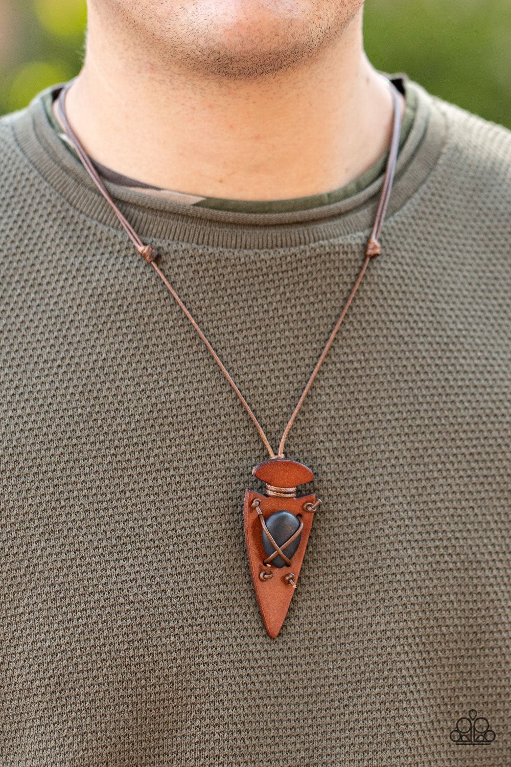Hold Your Arrowhead Up High Brown Necklace