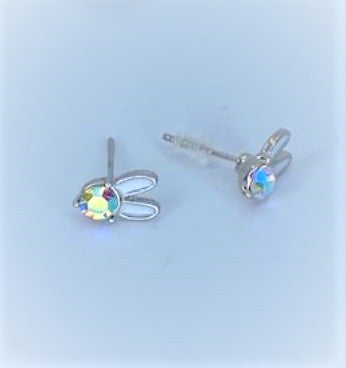 Easter Bunny Ears with Iridescent Rhinestone Starlet Shimmer Earrings