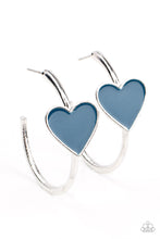 Load image into Gallery viewer, Kiss Up Blue Hoop Earrings
