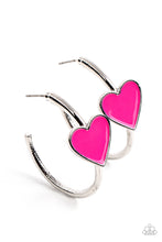 Load image into Gallery viewer, Kiss Up Pink Hoop Earrings
