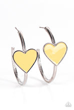 Load image into Gallery viewer, Kiss Up Yellow Hoop Earrings
