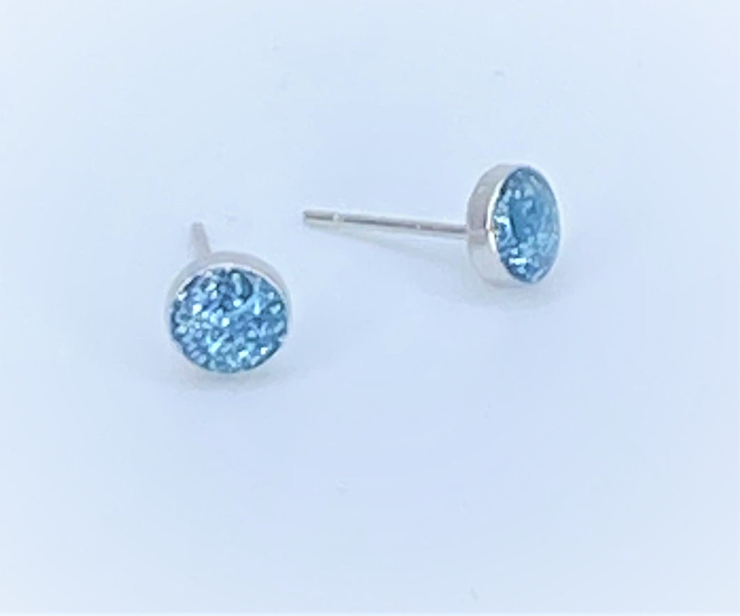 Glitter Light Blue Stud Starlet Shimmer Earrings