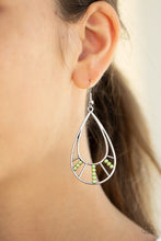 Load image into Gallery viewer, Line Crossing Sparkle Green Earrings
