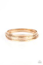 Load image into Gallery viewer, Lock, Stack, and Barrel Gold Bangle Bracelet
