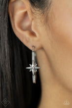 Load image into Gallery viewer, Lone Star Shimmer White Hoop Earrings

