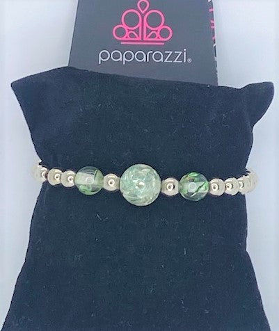 Marble Silver and Green Starlet Shimmer Stretch Bracelet