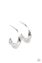 Load image into Gallery viewer, Modern Meltdown Silver Hoop Earrings
