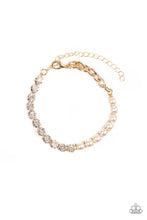 Load image into Gallery viewer, Out Like A Socialite Gold Frame White Rhinestone &amp; Pearl Bracelet
