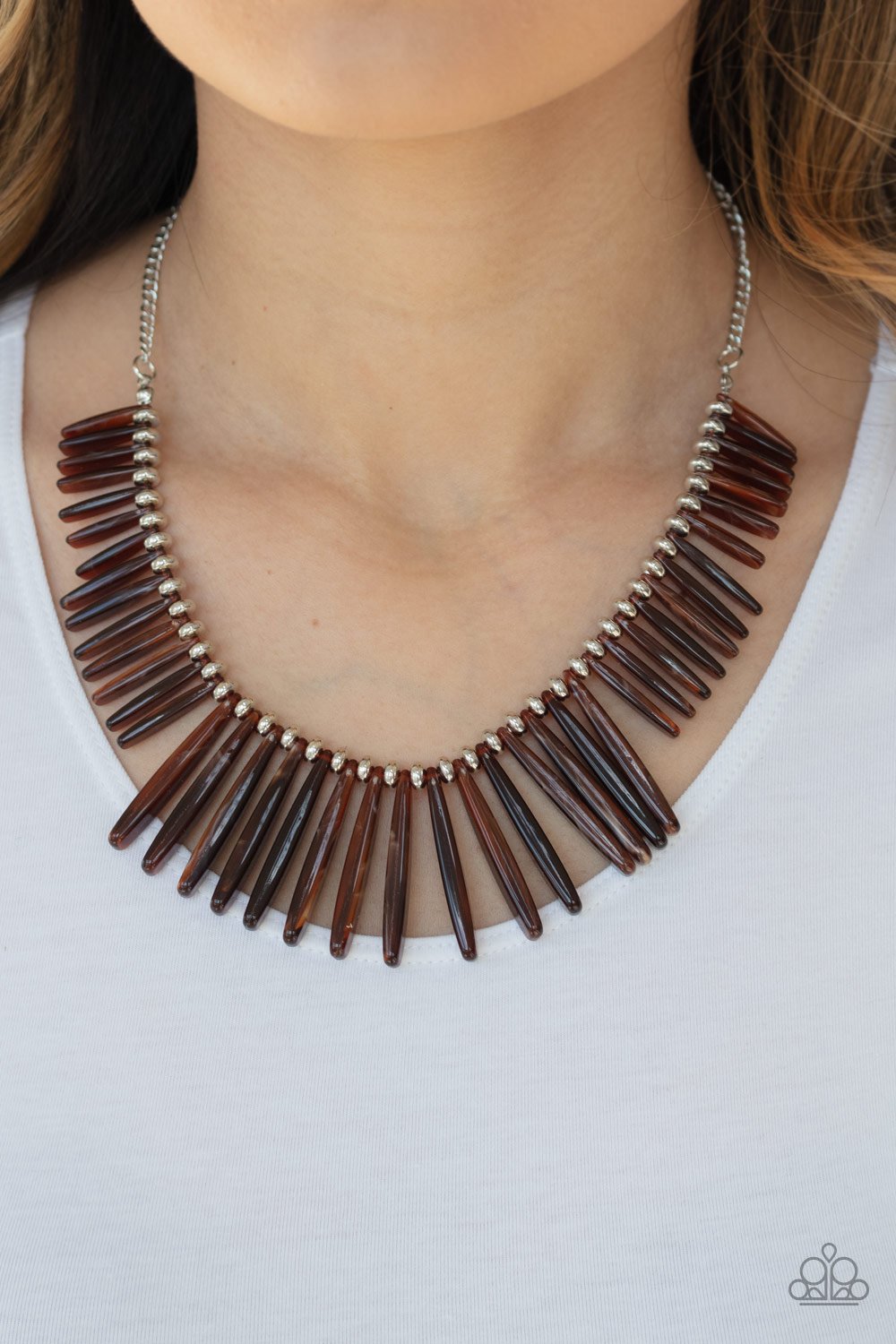 Out Of My Element Brown Acrylic Necklace