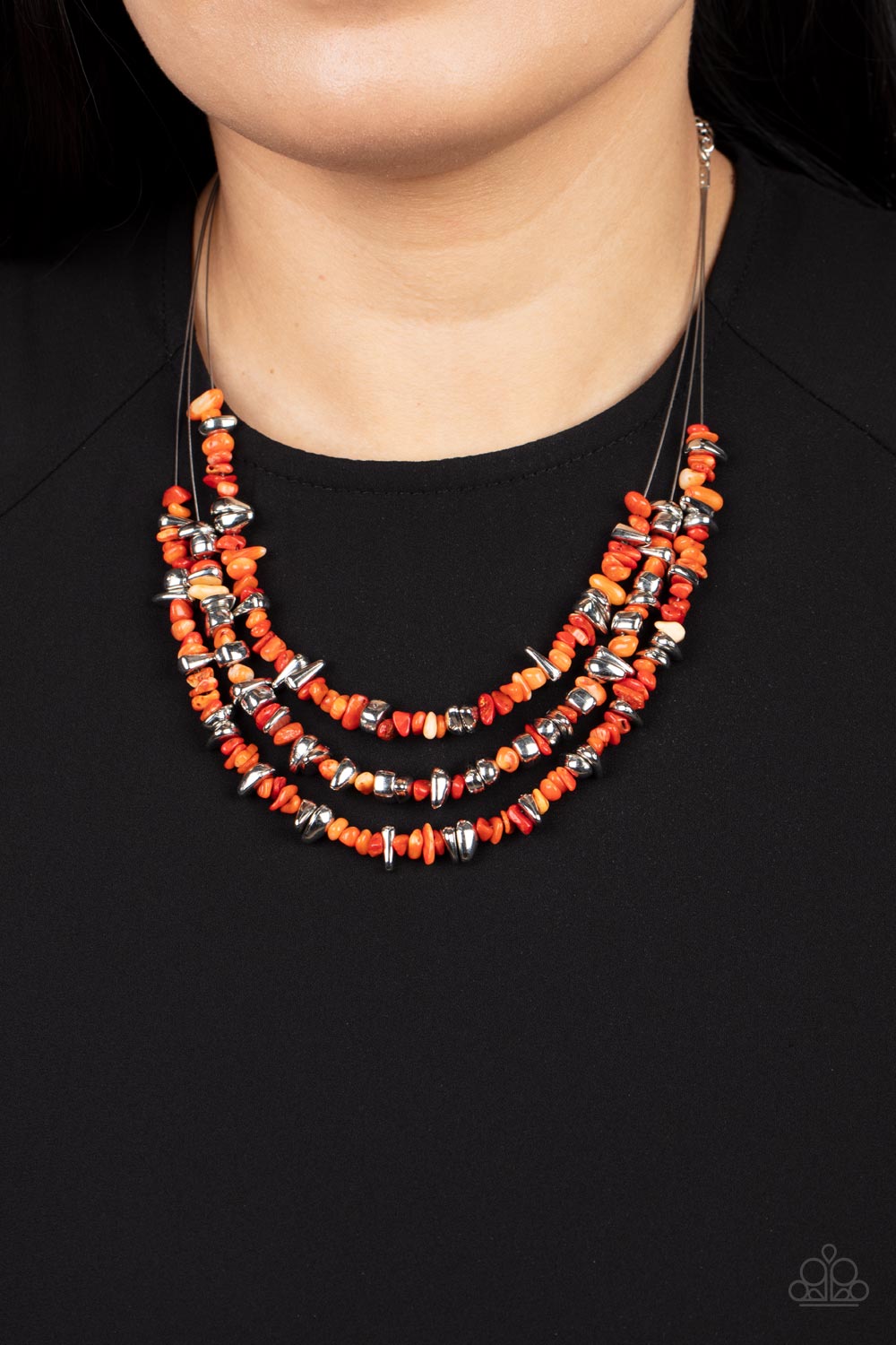 Placid Pebbles Orange Necklace