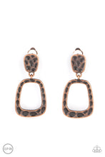 Load image into Gallery viewer, Playfully Primitive Copper Clip-On Earrings
