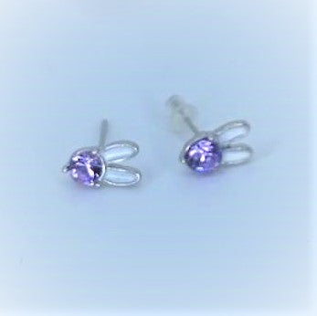 Easter Bunny Ears with Purple Rhinestone Starlet Shimmer Earrings