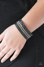 Load image into Gallery viewer, Rebel Radiance Black with Gold Chain Urban Wrap Bracelet
