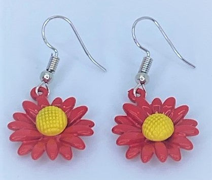 Flower Dangle Red Starlet Shimmer Earrings