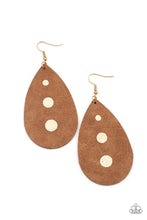 Load image into Gallery viewer, Rustic Torrent Gold Brown Leather Earrings
