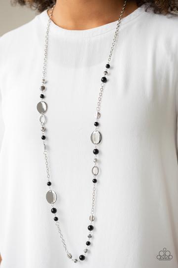 Serenely Springtime Black and Silver Necklace