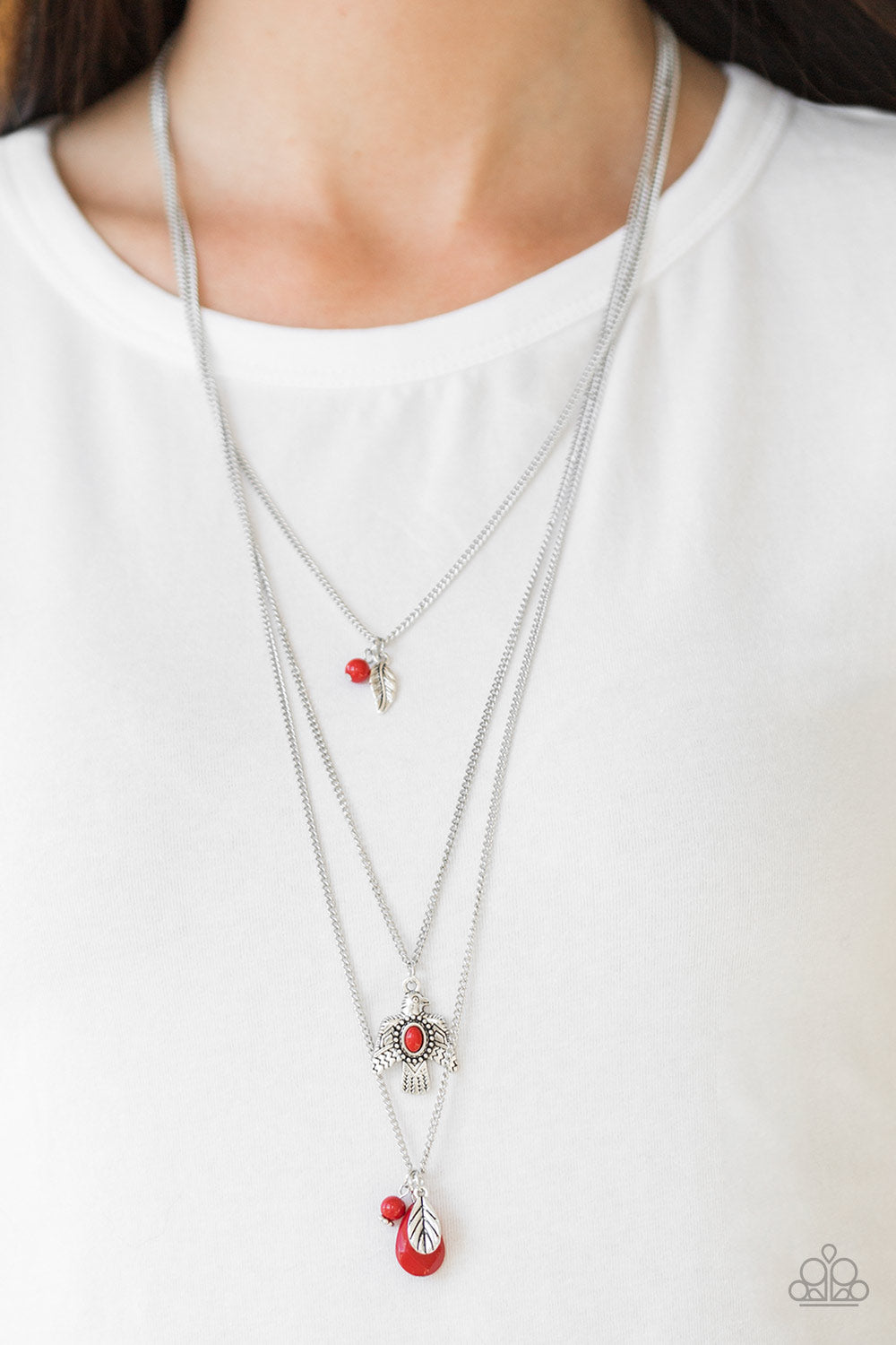 Soar With The Eagles Red Necklace