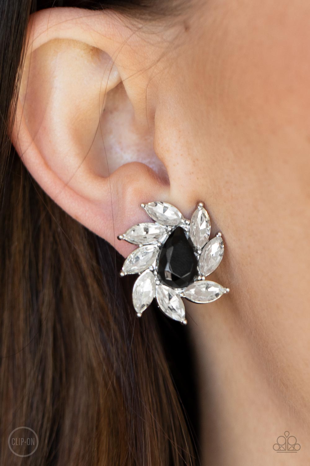 Sophisticated Swirl Black Clip-On Earrings