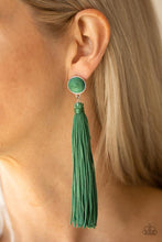 Load image into Gallery viewer, Tightrope Tassel Green Earrings

