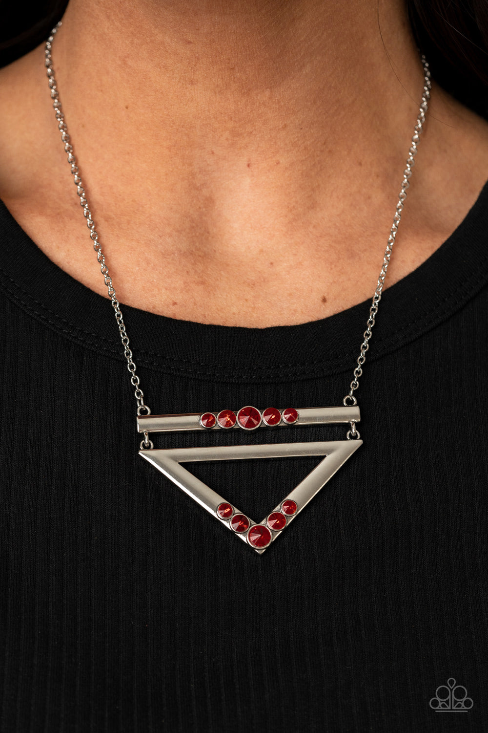Triangulated Twinkle Red Necklace