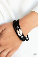 Load image into Gallery viewer, Vitamin SEA Black Suede Band Silver Bead Shell Bracelet

