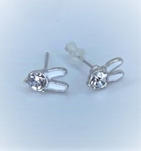 Easter Bunny Ears with White Rhinestone Starlet Shimmer Earrings