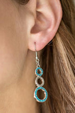 Load image into Gallery viewer, Bubble Bustle Blue Rhinestone Silver Circle Earrings
