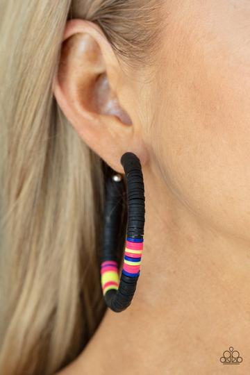 Colorfully Contagious Black Hoop Earrings