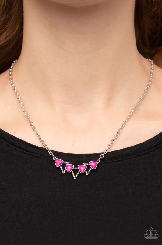 Pyramid Prowl Pink Necklace