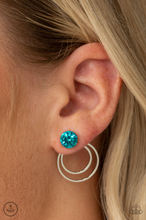 Load image into Gallery viewer, Word Gets Around Blue Jacket Earrings
