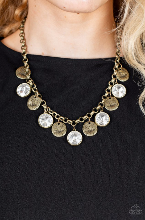 Spot On Sparkle Brass Necklace